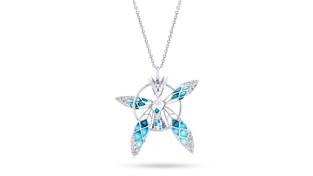 Pendentif Nymphe de Feu Bleu Aqua – Vever.com