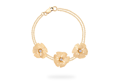 Ginkgo Three-Flower Bracelet - Yellow Gold