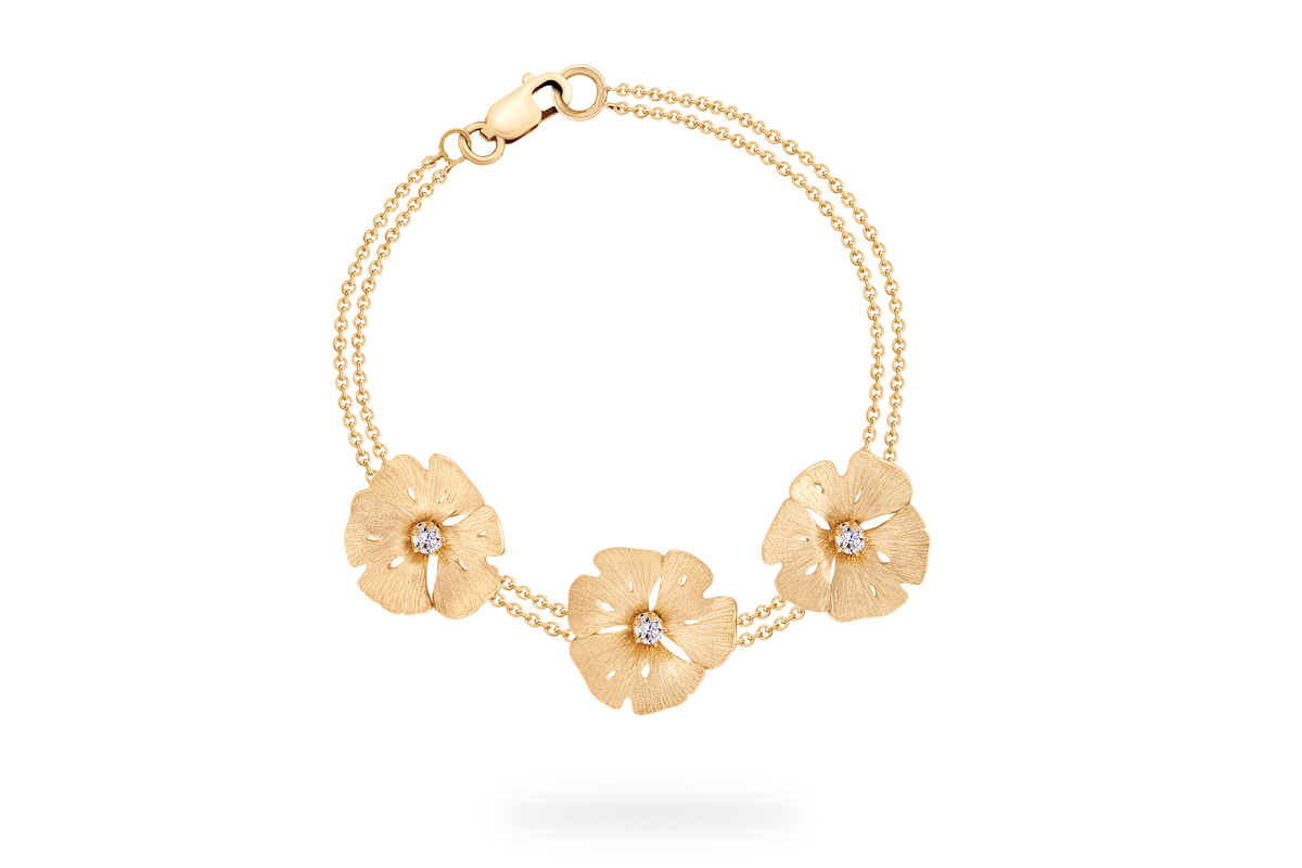 Bracelet Ginkgo 3 Fleurs - Or Jaune