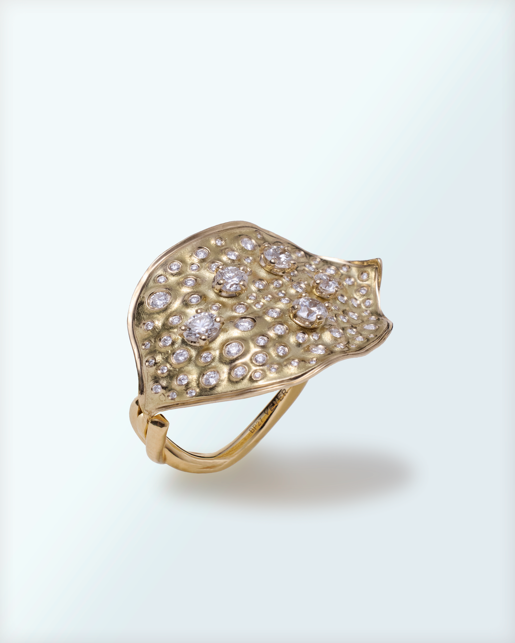 Bague Pépite Grand modèle pavée