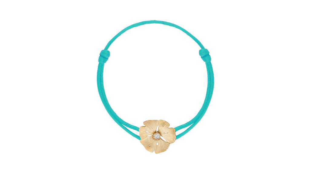 Bracelet cordon Blossom Or - Bleu Sirène