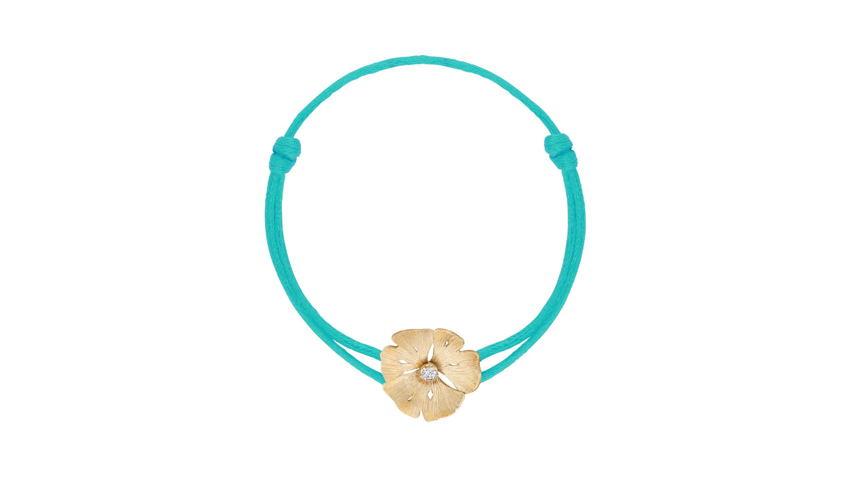 Bracelet cordon Blossom Or - Bleu Sirène