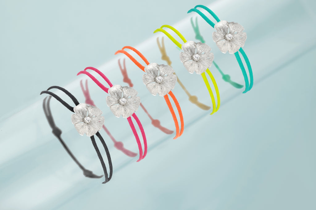 Bracelet cordon Blossom - Bleu Sirène
