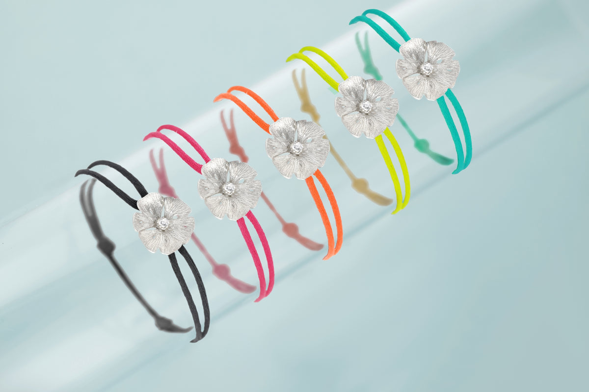 Bracelet cordon Blossom - Bleu Sirène