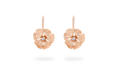 Boucle d'oreille Dormeuse Ginkgo - Or Rose