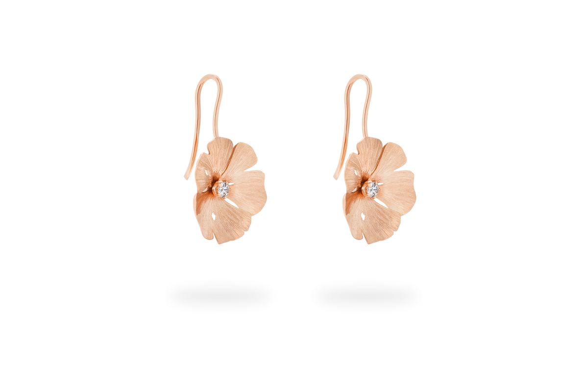 Ginkgo Leverback Earring - Rose Gold