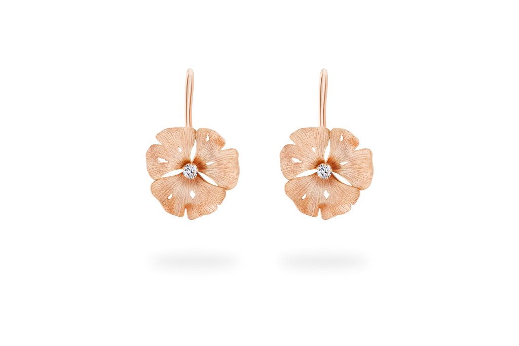 Ginkgo Leverback Earring - Rose Gold