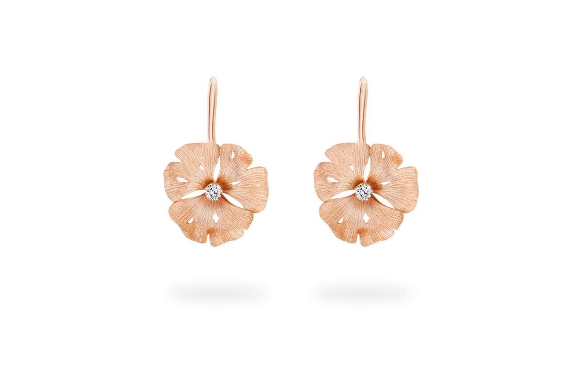 Ginkgo Leverback Earring - Rose Gold