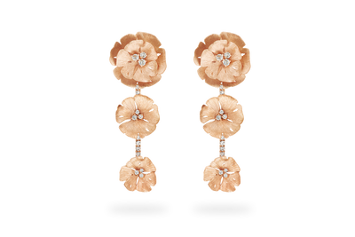 Boucle d'oreille Ginkgo 3 Fleurs - Or Rose