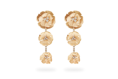 Ginkgo Three-Flower Earring - Yellow Gold