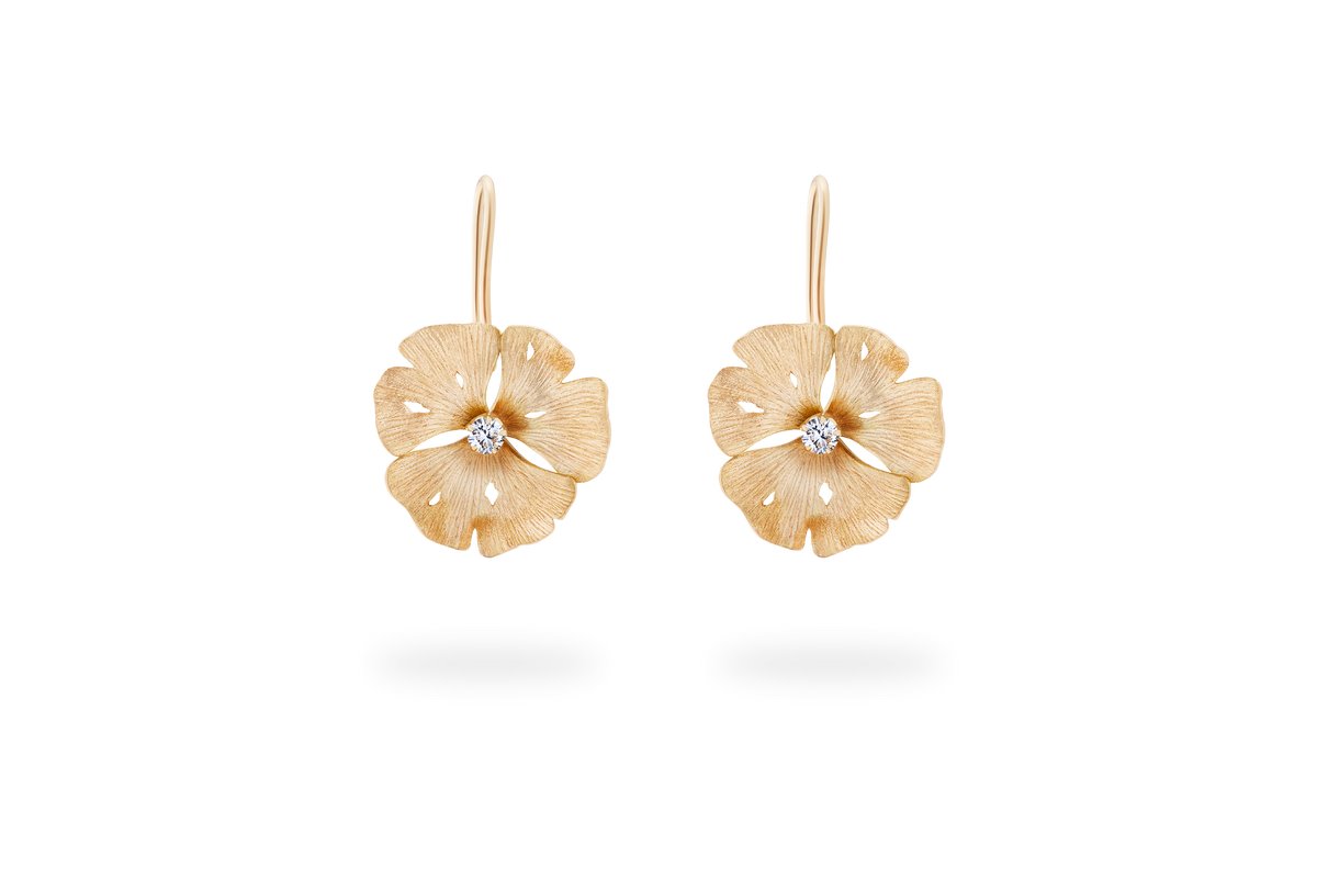 Boucle d'oreille Dormeuse Ginkgo - Or Jaune