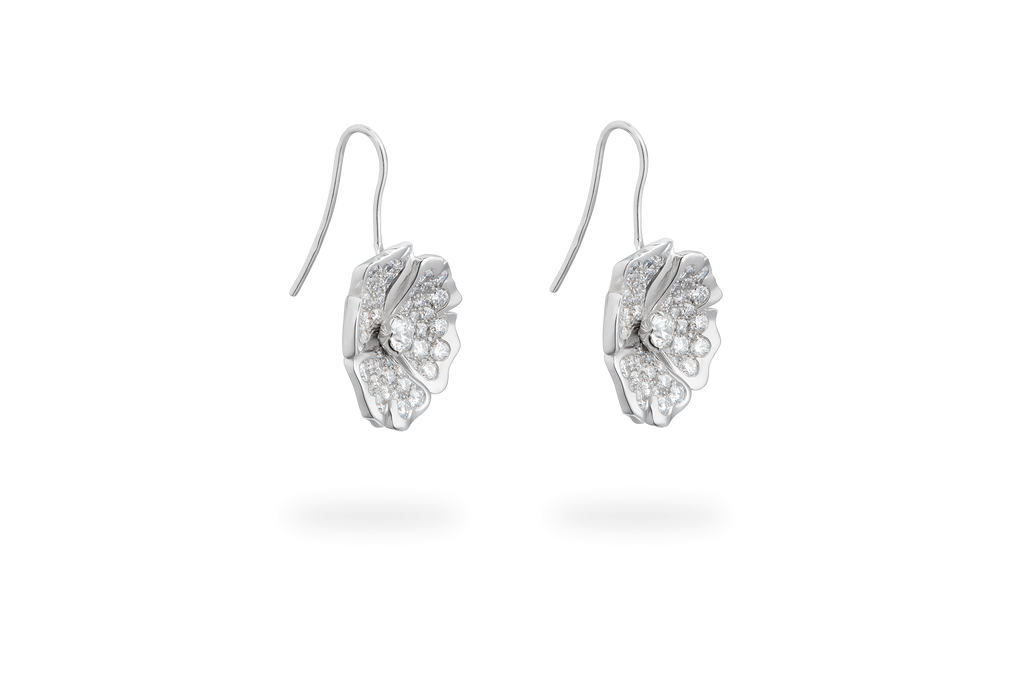 Ginkgo Pavé Sleeper Earring - White Gold