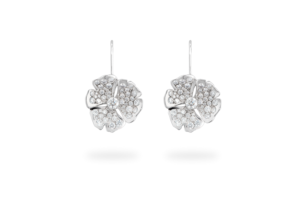 Ginkgo Pavé Sleeper Earring - White Gold