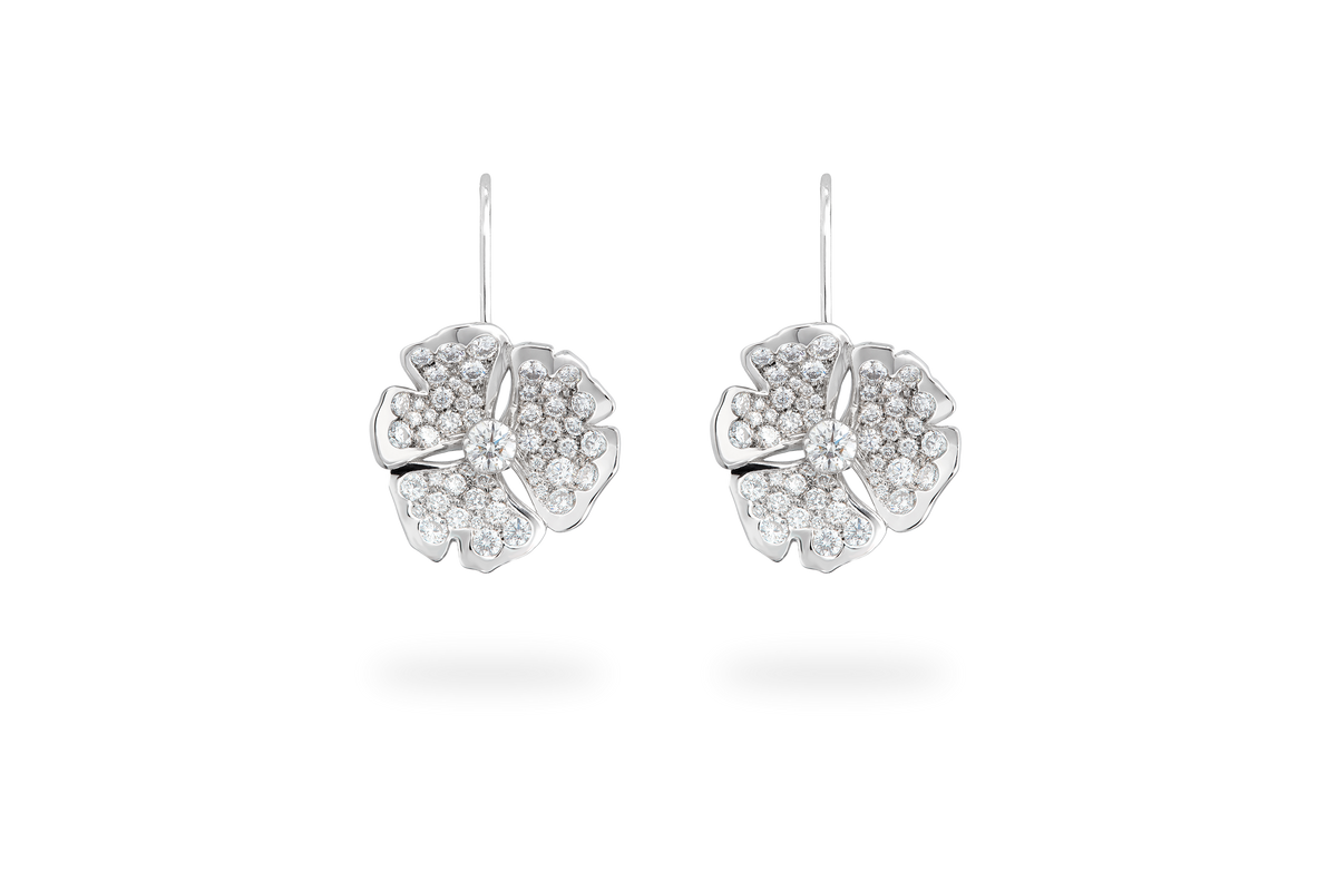 Ginkgo Pavé Sleeper Earring - White Gold