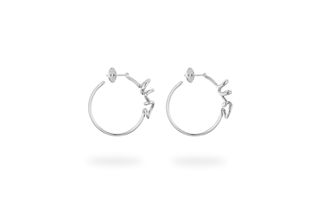 Tourbillon Hoop Earrings - White Gold