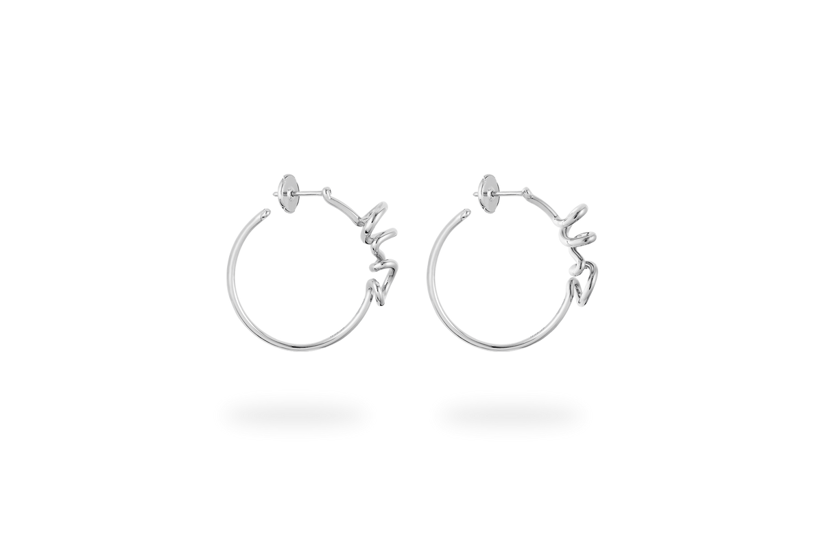 Tourbillon Hoop Earrings - White Gold