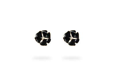 Boucle d'oreille Ginkgo Ardente Petit modèle - Noir