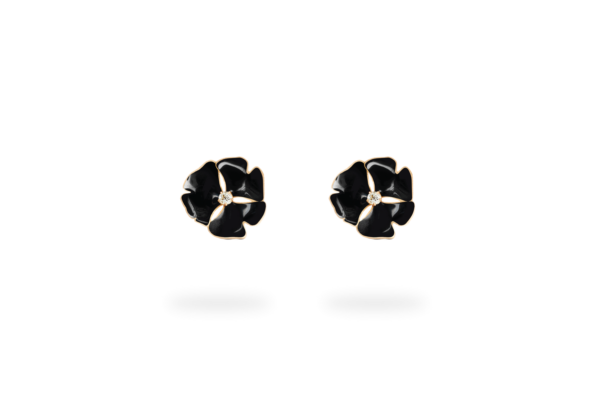 Boucle d'oreille Ginkgo Ardente Petit modèle - Noir
