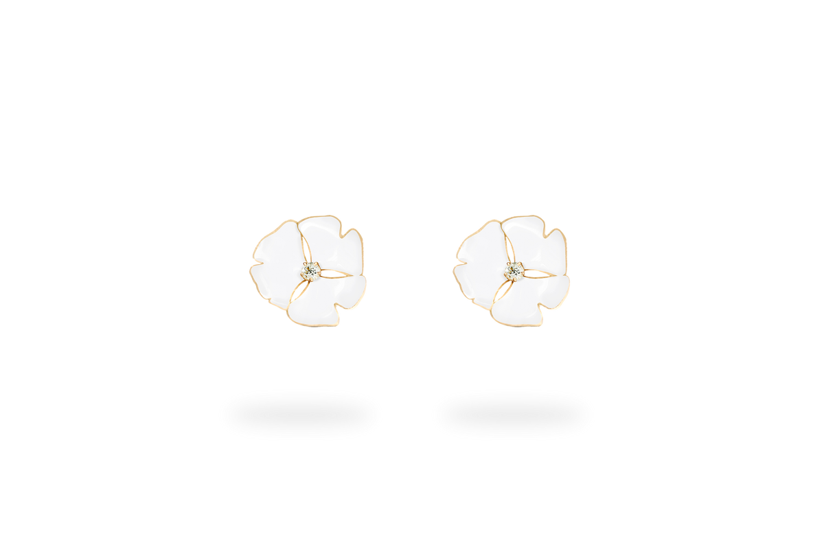 Boucle d'oreille Ginkgo Ardente Petit modèle - Blanc