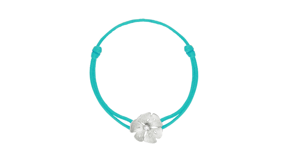 Bracelet cordon Blossom - Bleu Sirène