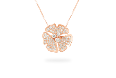 Collier Ginkgo Pavé Grand Modèle - Or Rose
