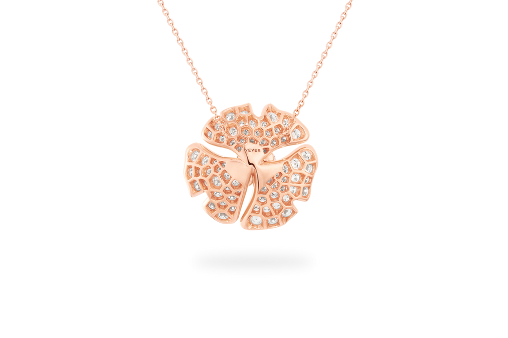 Collier Ginkgo Pavé Grand Modèle - Or Rose
