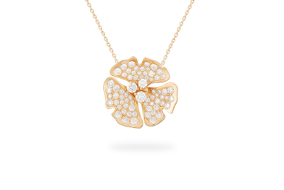 Collier Ginkgo Pavé Grand Modèle - Or Jaune
