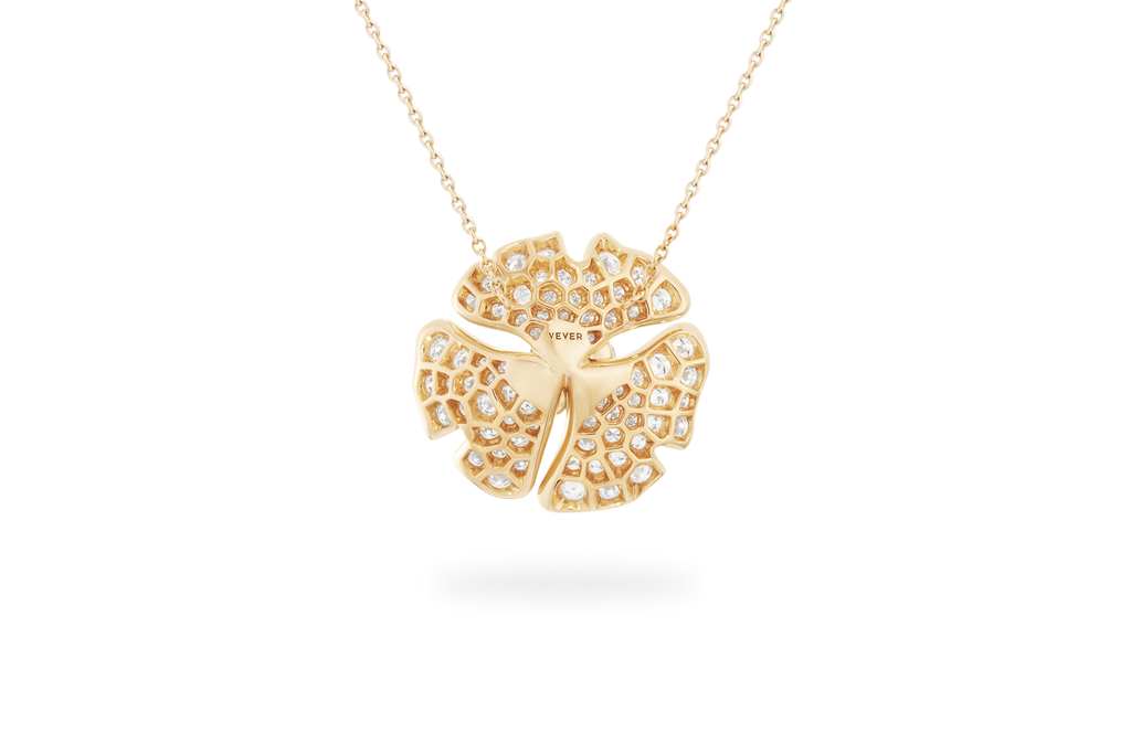 Collier Ginkgo Pavé Grand Modèle - Or Jaune