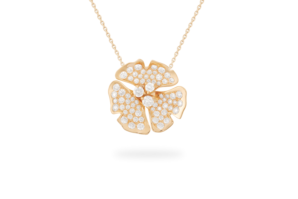 Collier Ginkgo Pavé Grand Modèle - Or Jaune