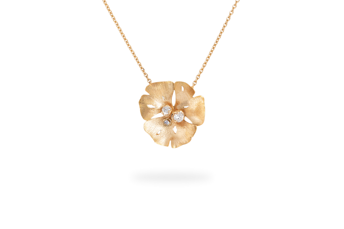 Medium Ginkgo Necklace - Yellow Gold
