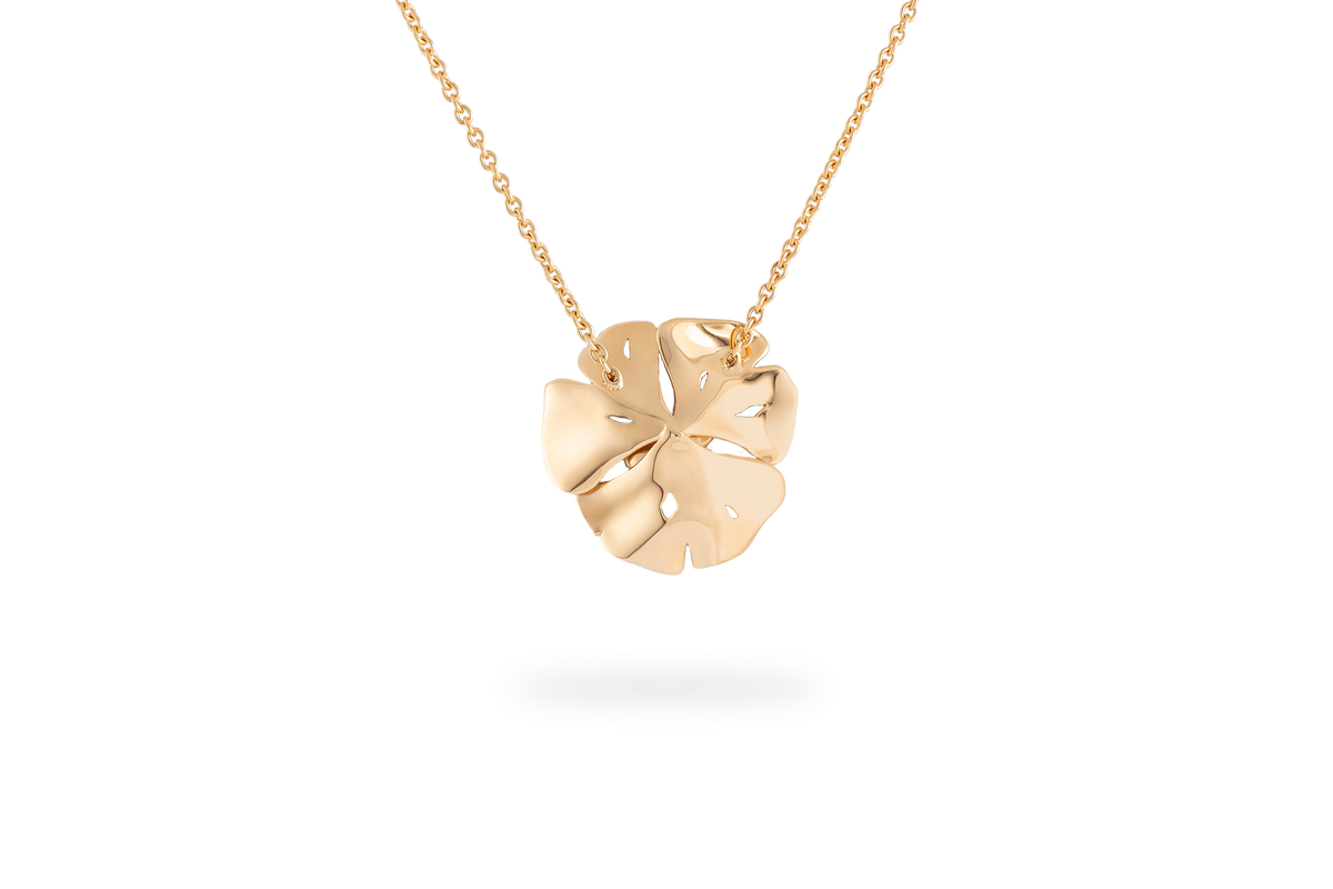 Medium Ginkgo Necklace - Yellow Gold