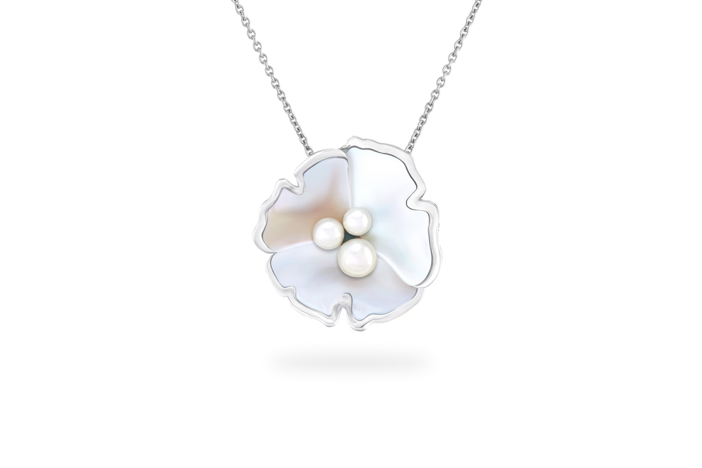 Ginkgo Necklace - Silver & Mother-of-Pearl