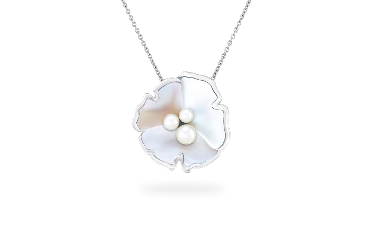 Ginkgo Necklace - Silver & Mother-of-Pearl