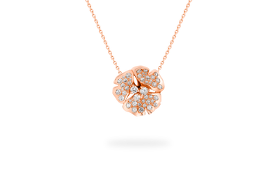 Collier Ginkgo Pavé Moyen Modèle - Or Rose
