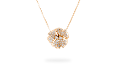 Collier Ginkgo Pavé Moyen Modèle - Or Jaune