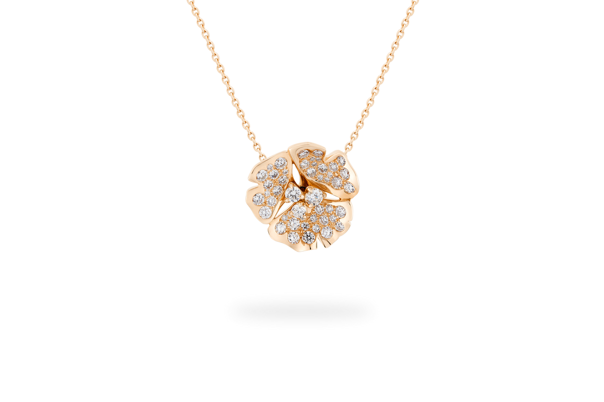 Collier Ginkgo Pavé Moyen Modèle - Or Jaune