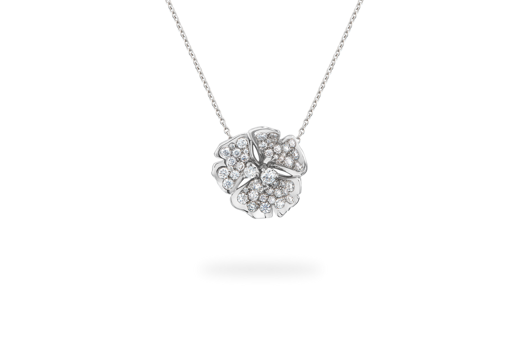 Ginkgo Pavé Medium Necklace - White Gold