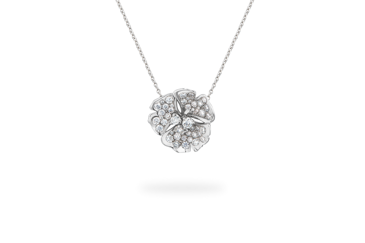 Ginkgo Pavé Medium Necklace - White Gold