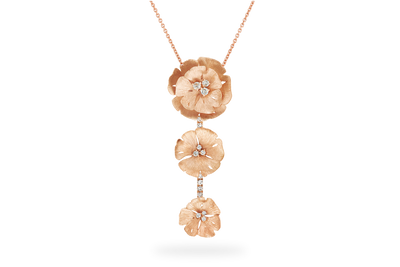Collier Ginkgo 3 Fleurs - Or Rose