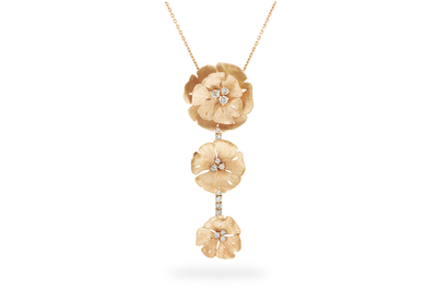 Ginkgo Three-Flower Necklace - Yellow Gold