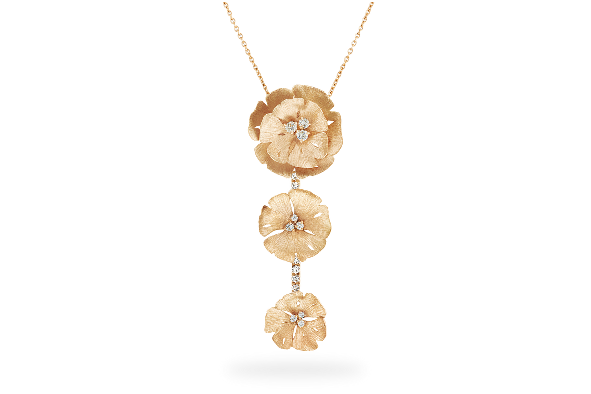 Collier Ginkgo 3 Fleurs - Or Jaune