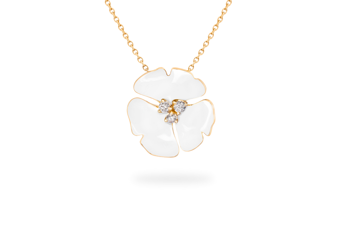 Collier Ginkgo Ardente Grand Modèle - Blanc