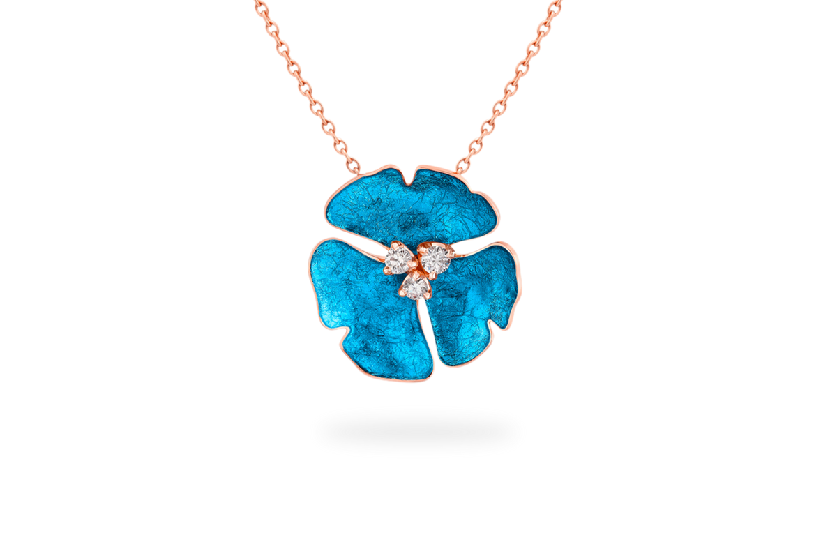 Collier Ginkgo Ardente Grand Modèle - Saphire Bleu