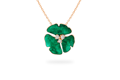 Collier Ginkgo Ardente Grand Modèle - Vert Emeraude