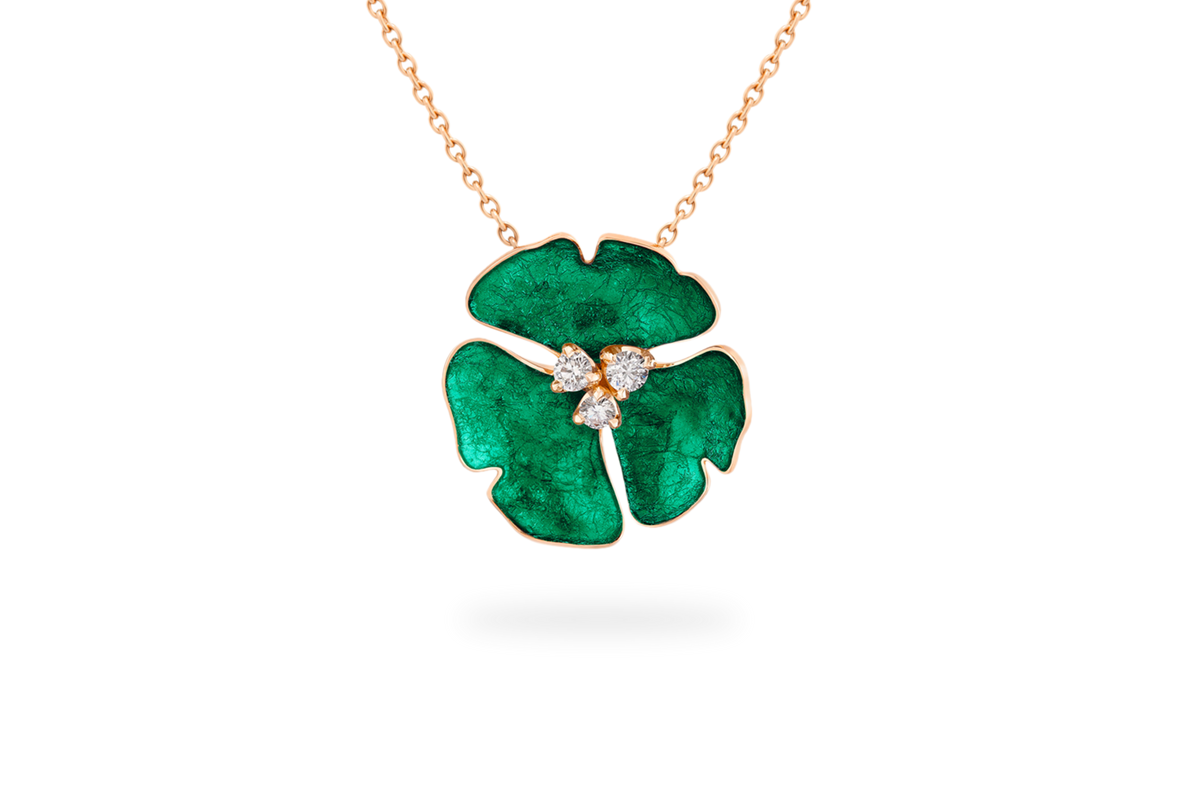 Collier Ginkgo Ardente Grand Modèle - Vert Emeraude