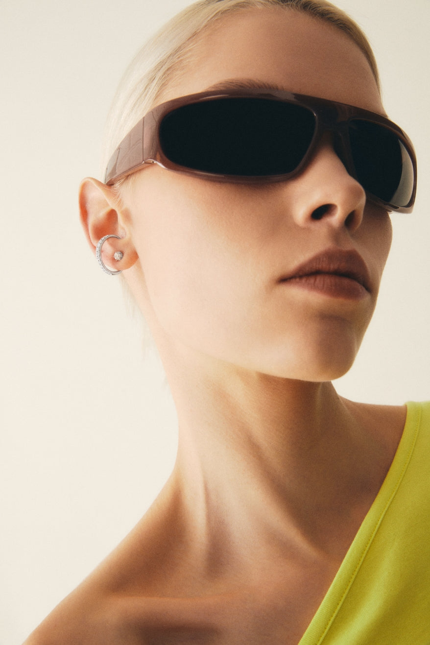 Single Open Elixir Pavé Earring - Yellow Gold