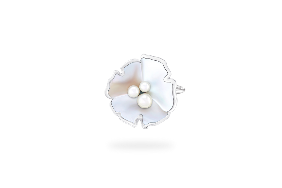 Ginkgo Ring - Silver & Mother-of-Pearl