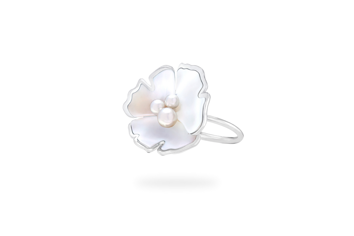 Ginkgo Ring - Silver & Mother-of-Pearl