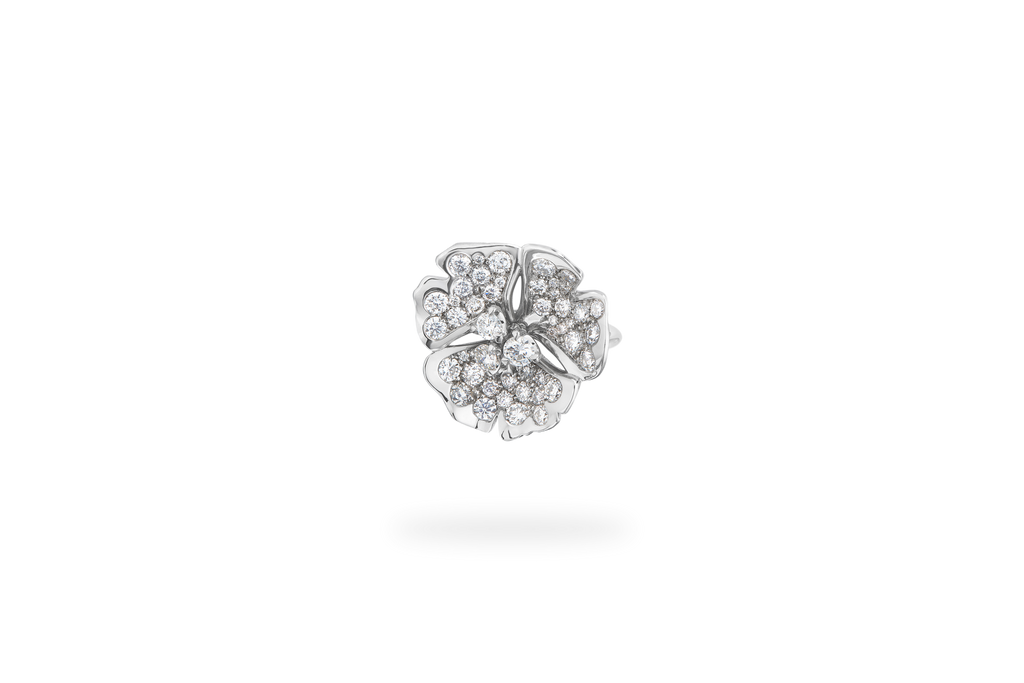 Bague Ginkgo Pavée Moyen Modèle - Or Blanc