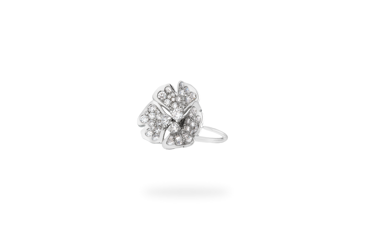 Bague Ginkgo Pavée Moyen Modèle - Or Blanc